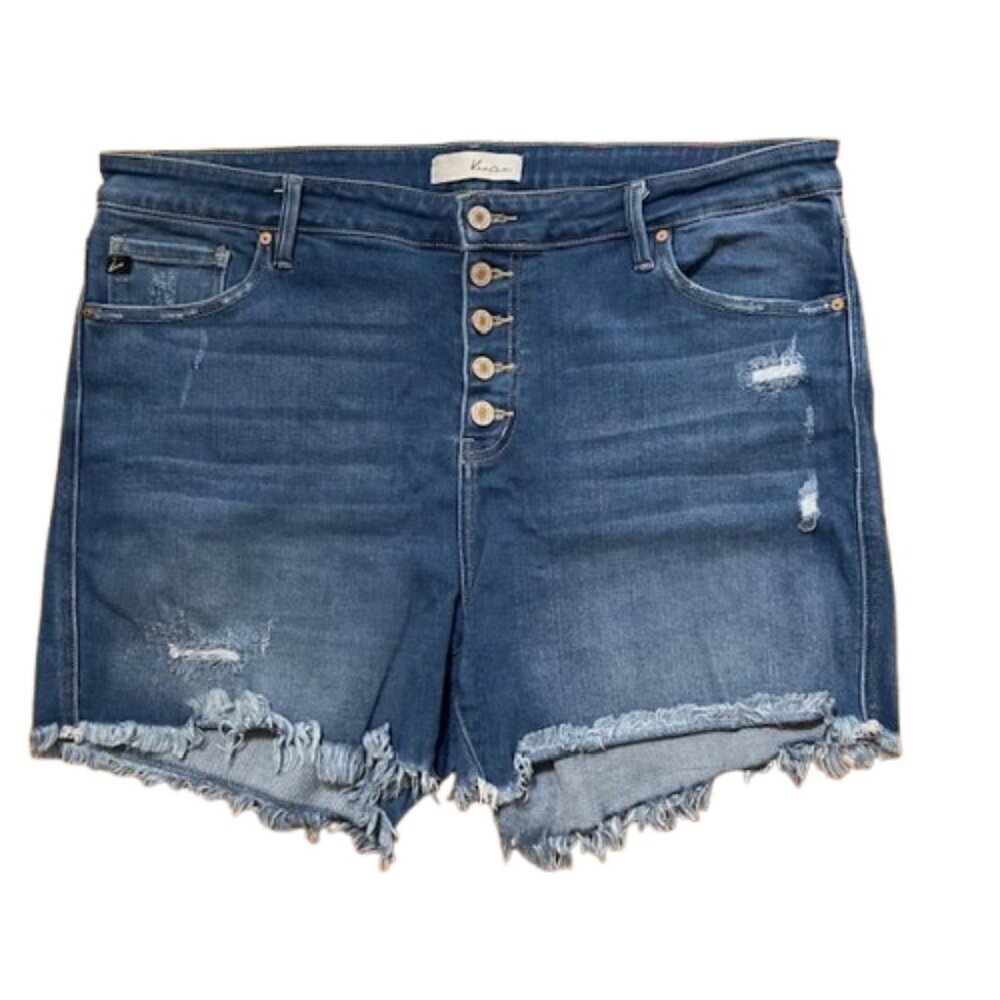 KanCan Zelda High Rise Plus Size High Rise Button Fly Jean Denim Shorts 3XL - Picture 2 of 9